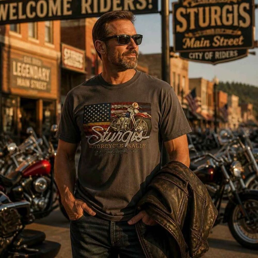 Sturgis Motorcycle Rally Men's Gray T-Shirt Size Large